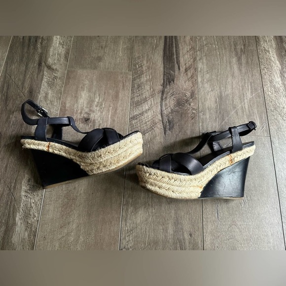 Miu Miu Wedge Espadrille Sandals Black 40 - Picture 3 of 5